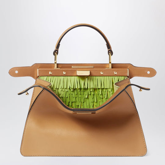 Peekaboo I See U Small Beige With Lime Green Sequins