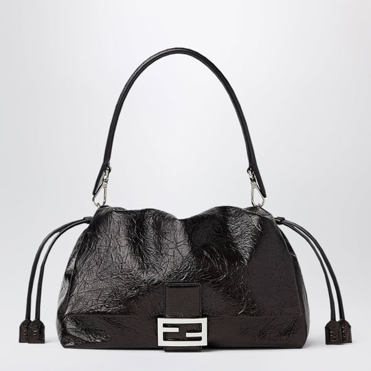 Black Baguette® Soft Large Bag In Crackled Leather
