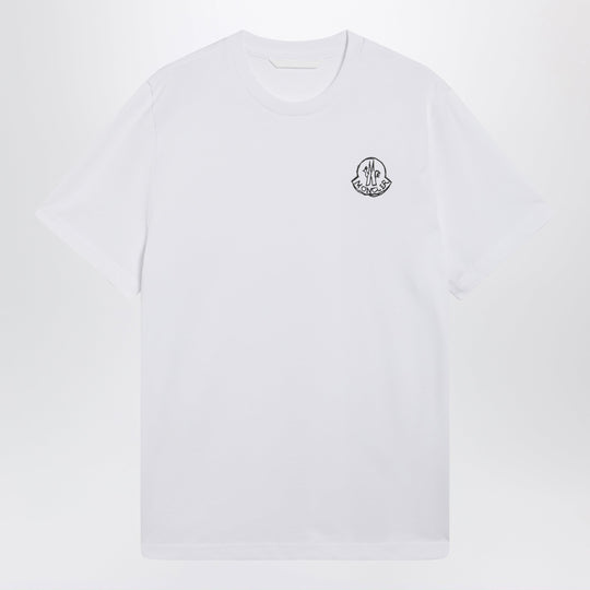 White Cotton Jersey T-Shirt With Logo Patch