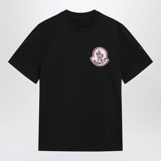 Black Cotton T-Shirt With Logo Print