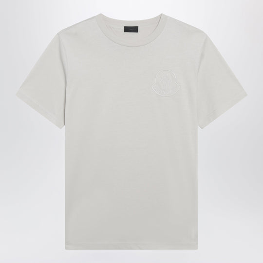 Beige Cotton T-Shirt With Embroidered Logo