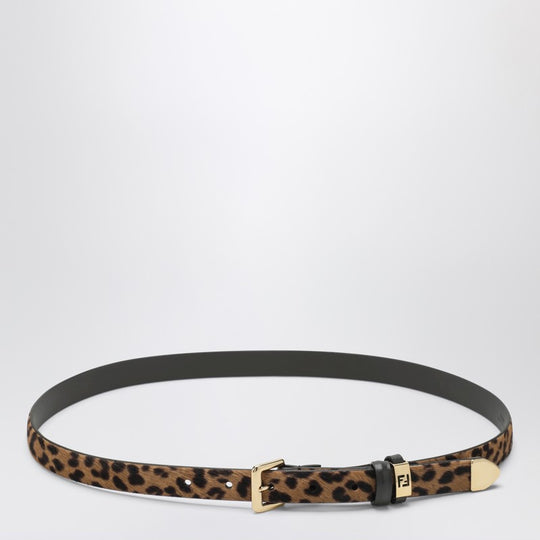 Forever Fendi Belt In Brown Pony-Effect Calfskin Leather
