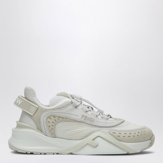 Fendi Flow Sneaker In White Mesh And Suede