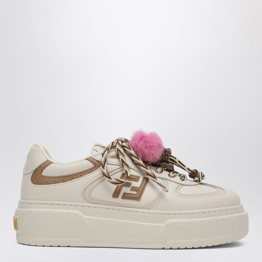 Fendi Match Low Top Platform In White Leather With Charm