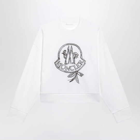 White Cotton Sweatshirt With Embroidered Logo