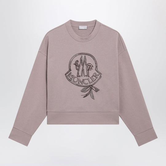 Pink Cotton Sweatshirt With Embroidered Logo