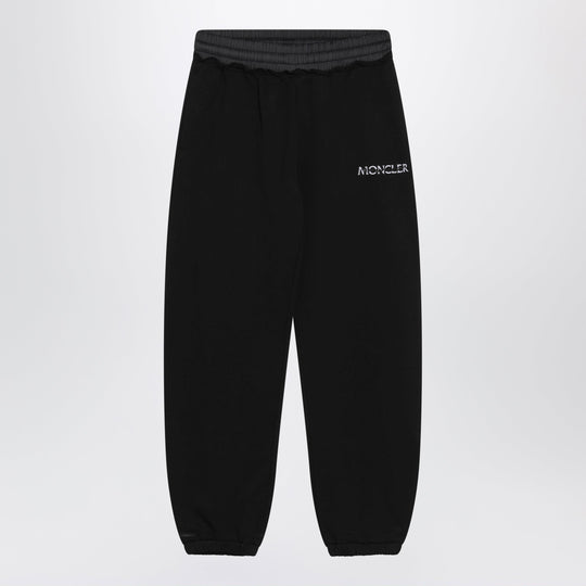 Black Cotton Jogger Pants With Logo