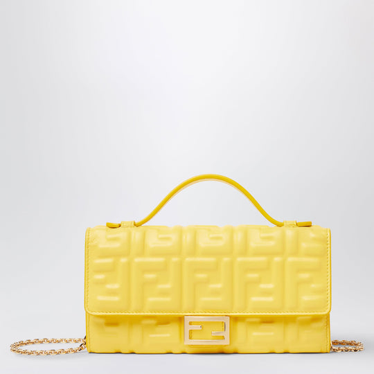 Continental With Chain Baguette Wallet In Yellow Nappa Leather With Ff Motif