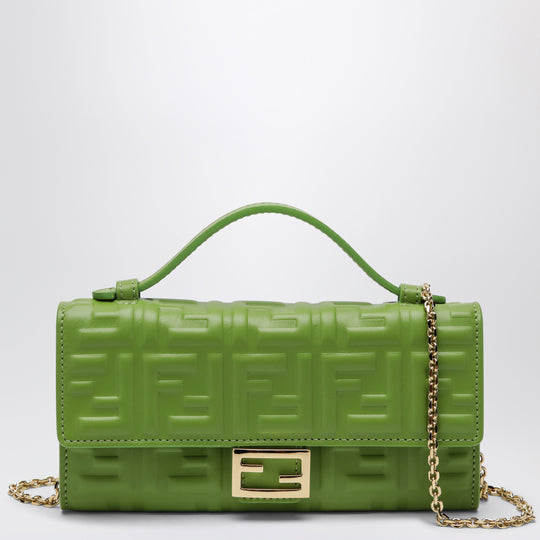 Continental With Chain Baguette Wallet In Green Nappa Leather With Ff Motif
