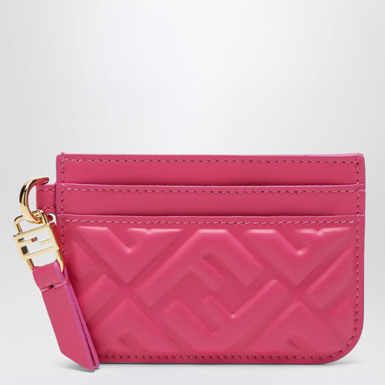 Fuchsia Nappa Leather Baguette Card Case With Ff Motif