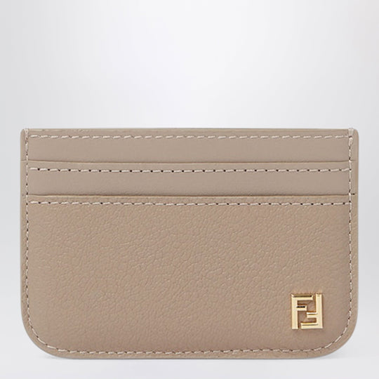 Taupe Leather Ff Card Case