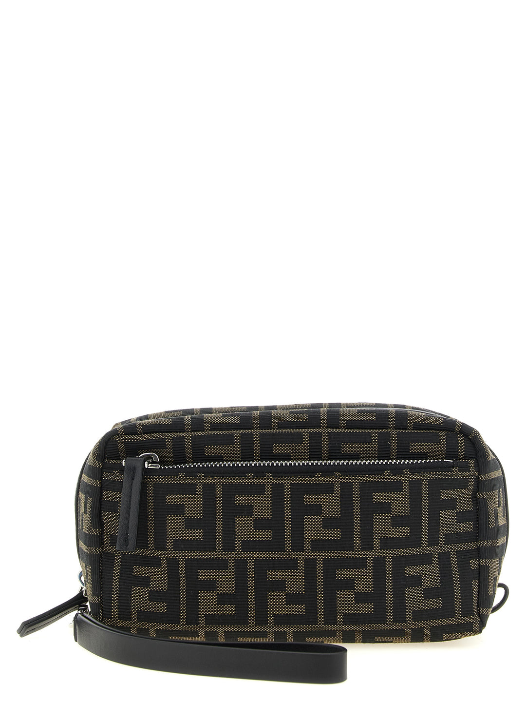 Fendi Small Double Zip Beauty - Brown | 43a49fe689e523f0ff49aa6d8d345bd3644b8ba3