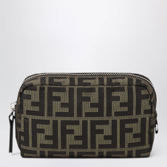 Brown Superlight Ff Zucca Fabric Small Toiletry Case