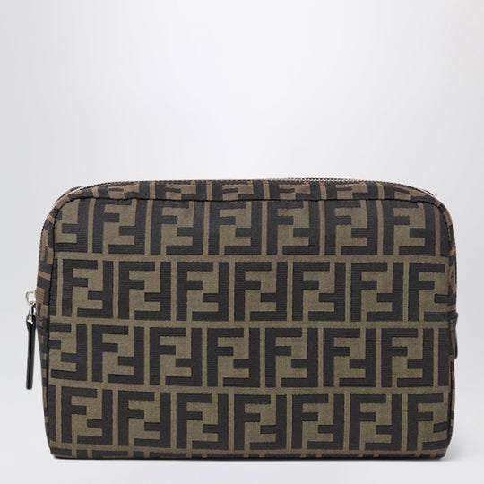 Brown Superlight Ff Zucca Fabric Medium Toiletry Case