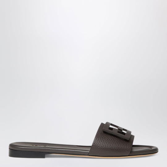 Dark Brown Baguette Leather Slides