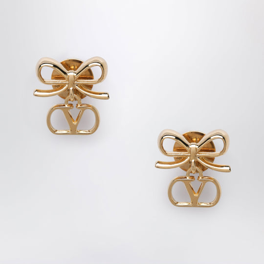 V Logo Signature Earrings In Gold-Tone Metal