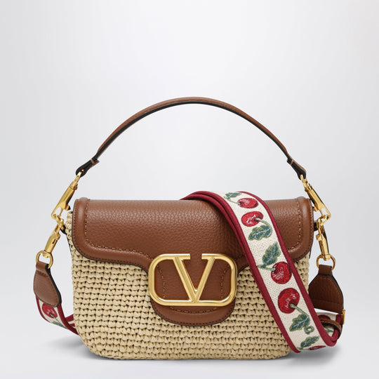 Alltime Raffia And Leather Bag With Cherryfic Embroidered Strap