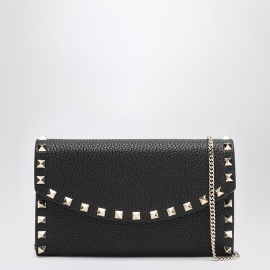 Black Rockstud Crossbody Wallet