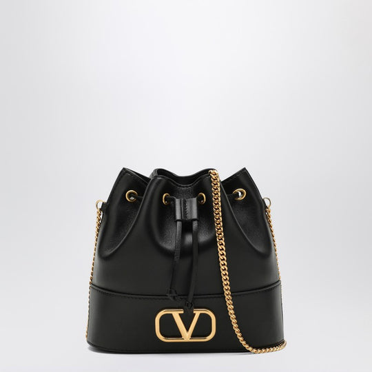 Vlogo Black Leather Bucket Bag
