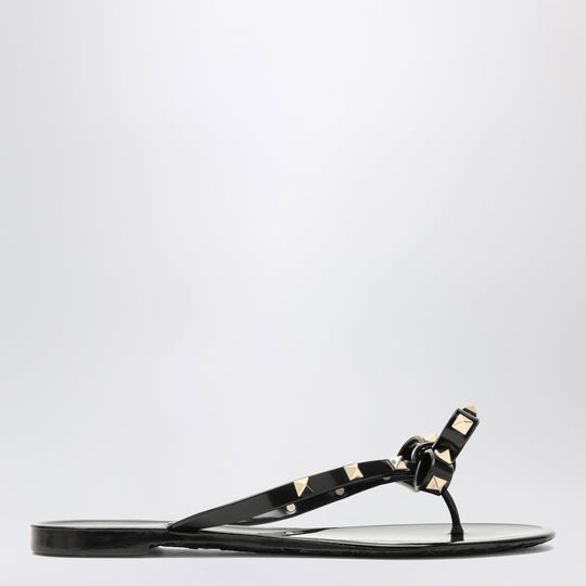Black Rockstud Flat Sandals