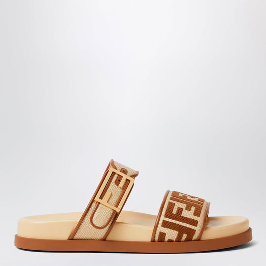 Slide Fendi Feel In Rafia Beige