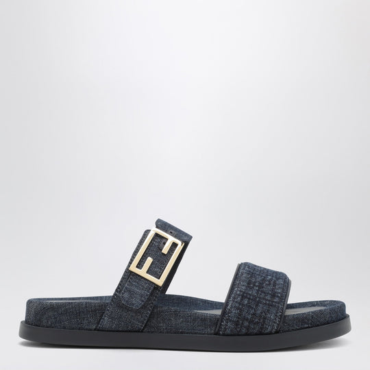 Dark Blue Denim Fabric Slides
