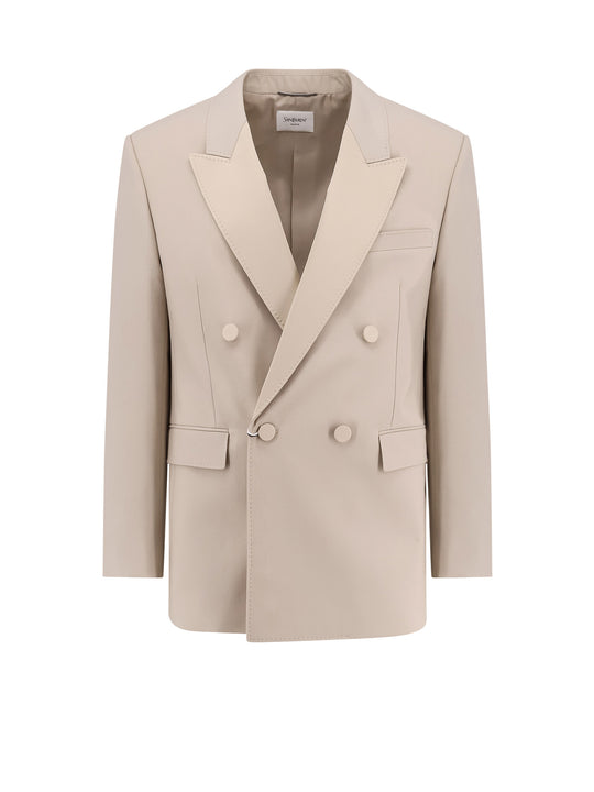 Wool Tuxedo Blazer With Satin Lapel