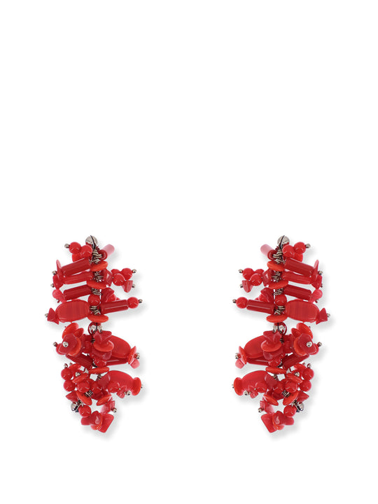 Glass And Brass Earrings With Brass Support