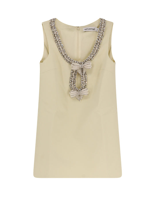 Crepe Mini Dress With Bows