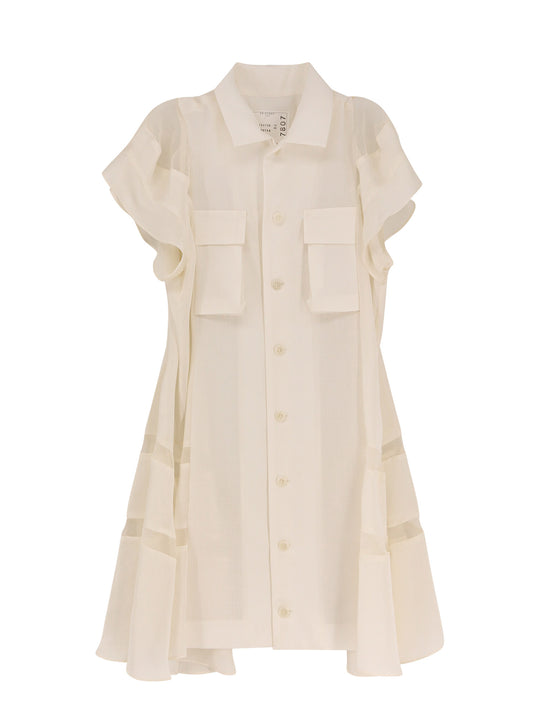 Chemisier Dress With Voile And Satin Inserts