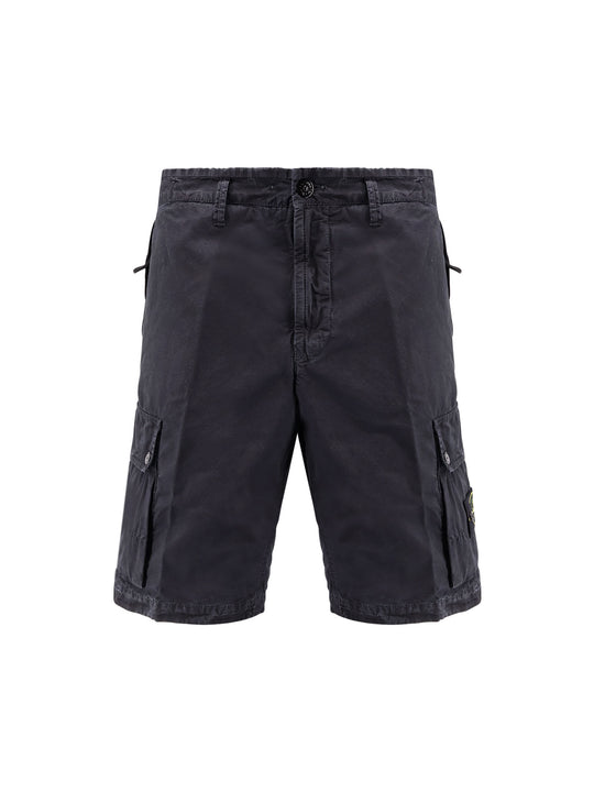 Organic Cotton Bermuda Shorts With Logo Patch