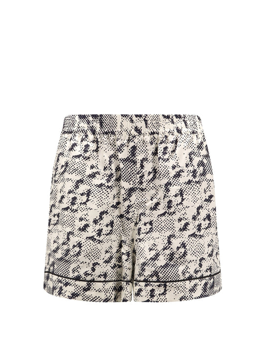 Silk Shorts With Pixelated Logo Print