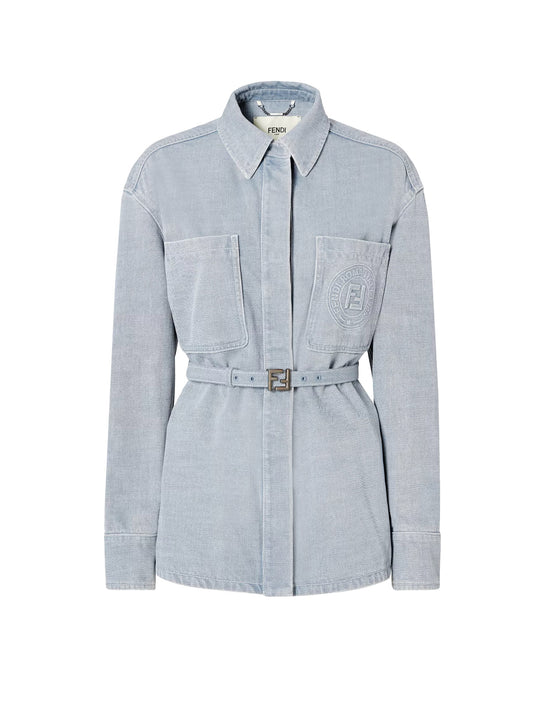 Go-To Denim Blazer With Fendi Stamp 1925 Embossed Patch