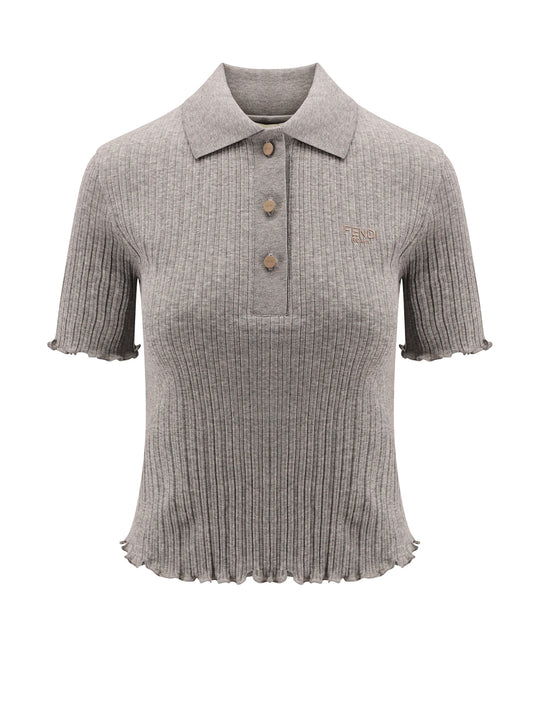 Fendi Roma Ribbed Cotton Polo Shirt