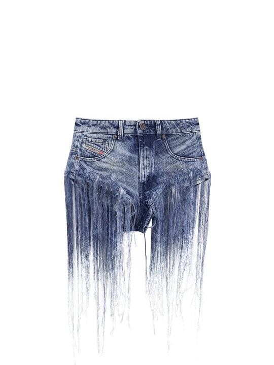 De Jizz Fsg Denim Shorts Destroyed Effect