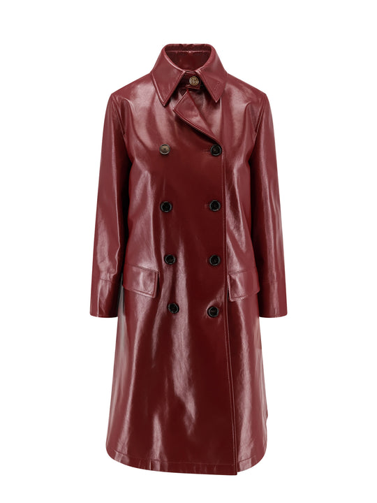 Double-Breasted Leather Coat