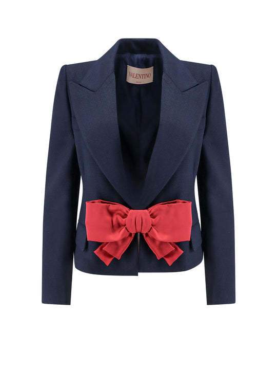 Viscose Blazer With Bow In Double Duchesse