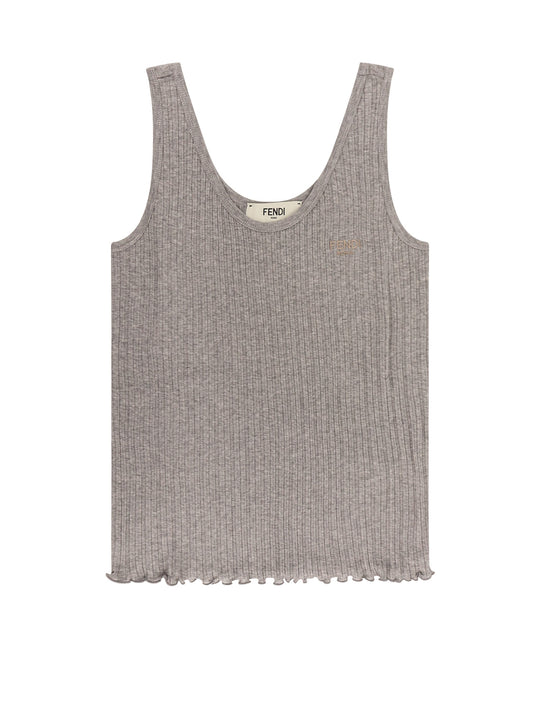 Fendi Roma Ribbed Cotton Tank Top