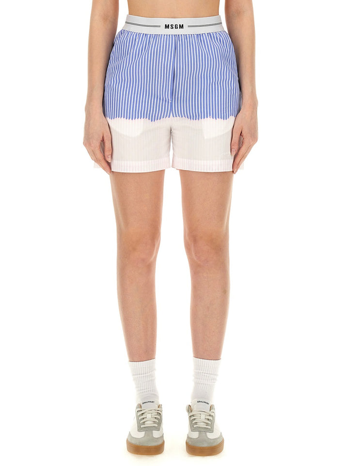 MSGM Shorts - White, Light Blue | Wanan Luxury