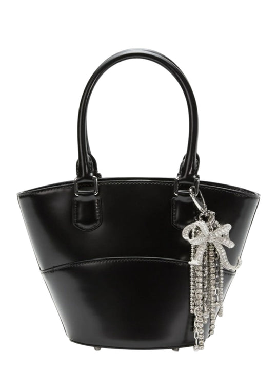 Black Leather Charm Tote