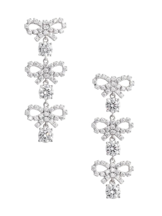 Crystal Micro Bow Tiered Earrings