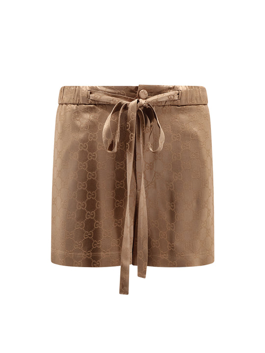 Viscose Blend Shorts With Allover Gg Logo