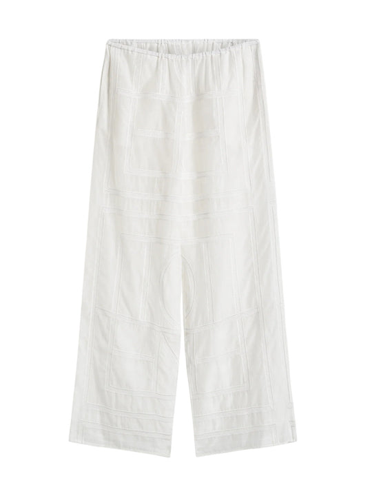 Monogram Crochet Pants In White