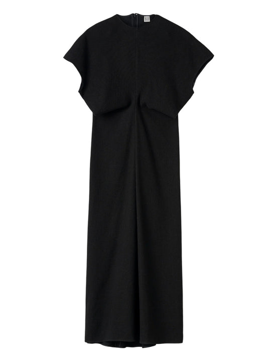 Black Woven Dress With Loose Waist