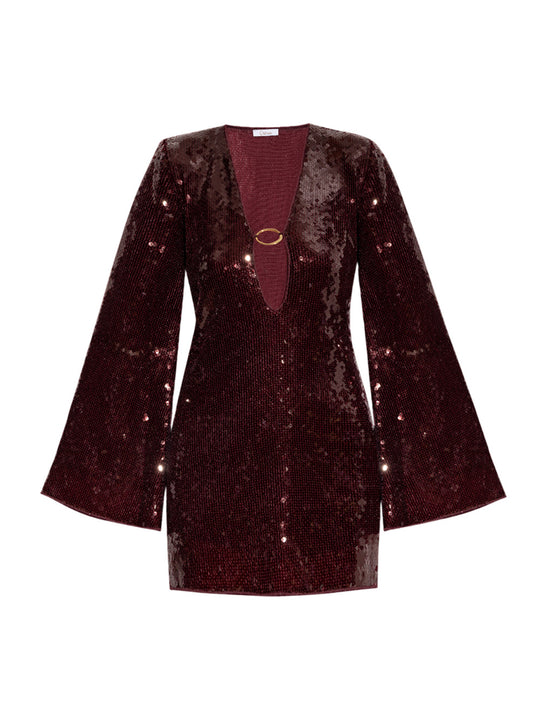 Oseree Sequin Dress Burgundy