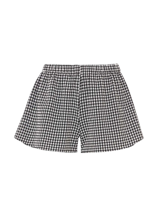 Black Check Seersucker Shorts