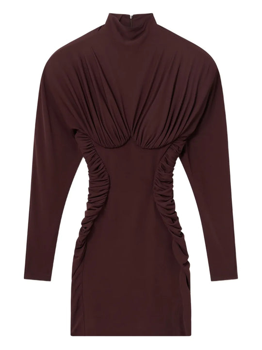 Short High-Neck Dress With Ruffles