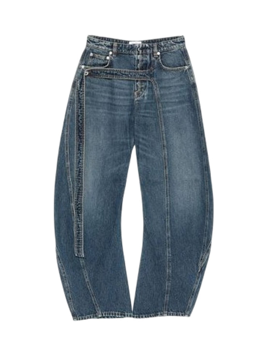 Low-Waist Jeans With Front Strap Detail