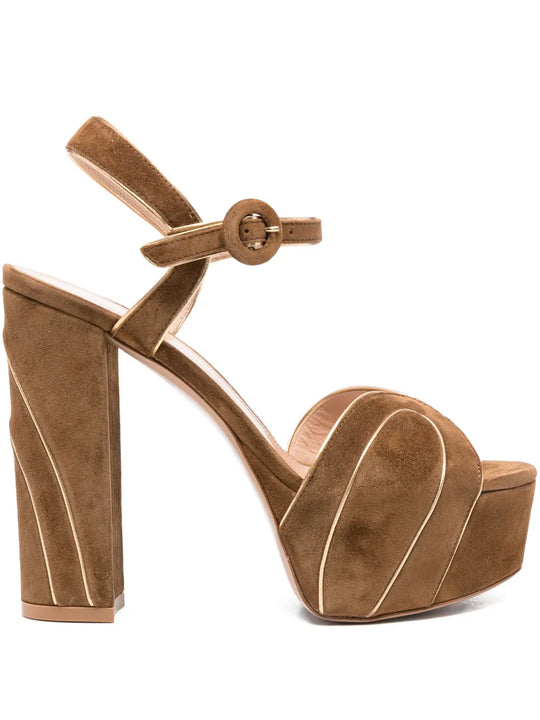 Suede Heeled Sandals With A 125 Mm Platform