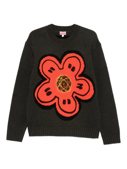 Crewneck Sweater With Floral Decoration